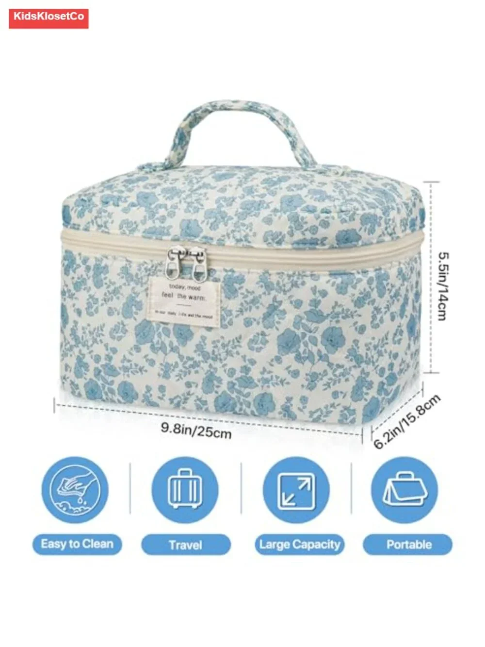 Large Floral Quilted Makeup Bag Cosmetic Travel Toiletry Organizer